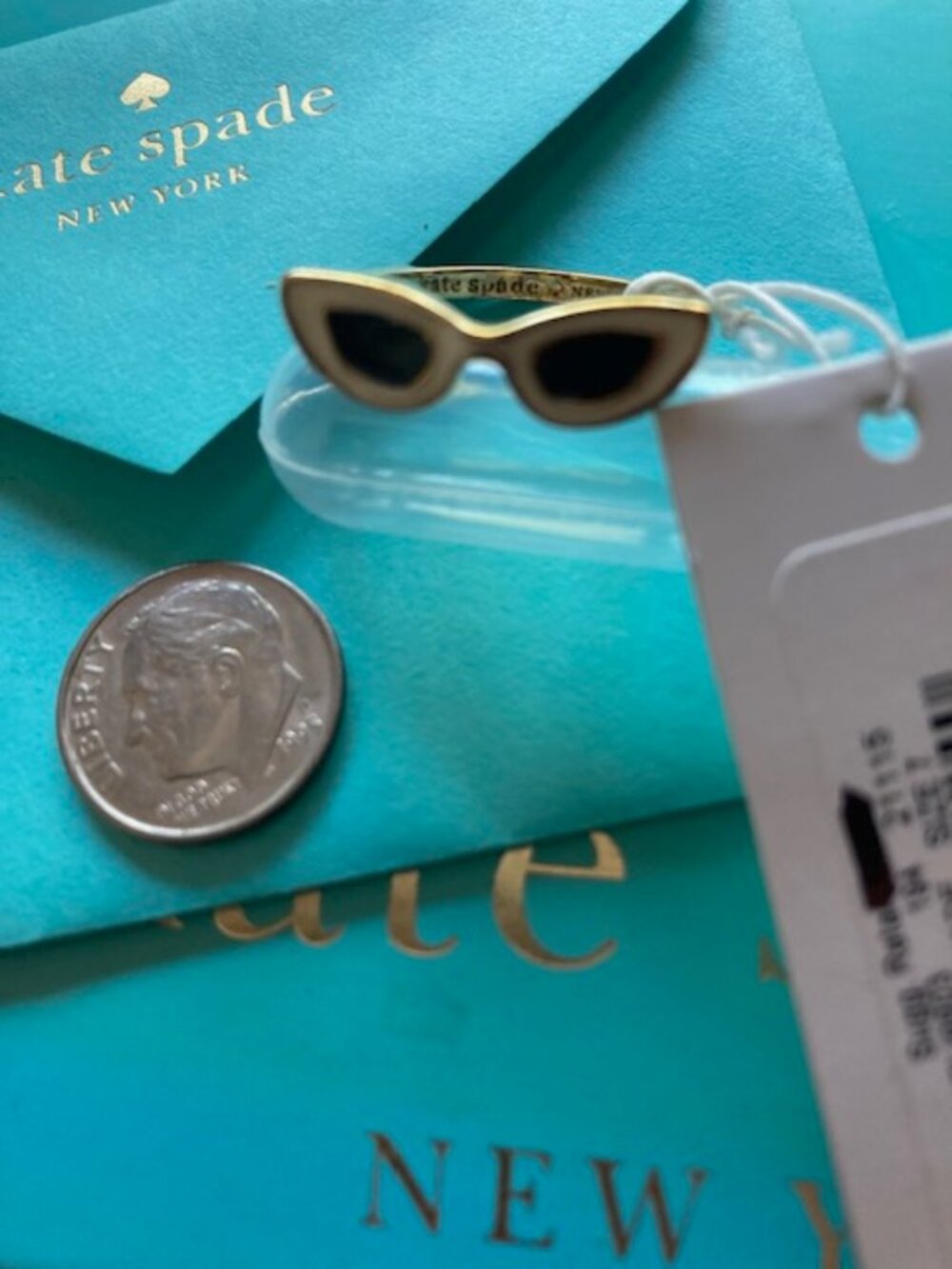 2015 Kate Spade Sunglasses Ring Brad Goreski Gold Plated size 7 "New In Box"